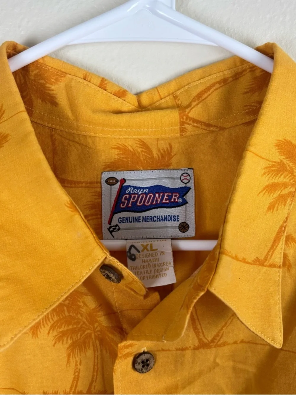 Reyn Spooner Northern Iowa Panthers Hawaiian Shirt Men’s Size XL Yellow